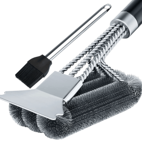 JELLAS Brush for Outdoor Grill, BBQ Brush for Grill Cleaning, 18" Grill Cleaner Brush and Scraper for Gas/Porcelain/Charbroil Grates