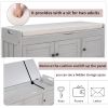 TREXM Storage Bench with 3 Shutter-shaped Doors, Shoe Bench with Removable Cushion and Hidden Storage Space (Gray Wash, OLD SKU: WF284226AAE)