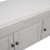 TREXM Storage Bench with 3 Shutter-shaped Doors, Shoe Bench with Removable Cushion and Hidden Storage Space (Gray Wash, OLD SKU: WF284226AAE)