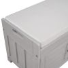 TREXM Storage Bench with 3 Shutter-shaped Doors, Shoe Bench with Removable Cushion and Hidden Storage Space (Gray Wash, OLD SKU: WF284226AAE)