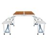 136*85.5*67cm 50kg Aluminum Alloy Table And Chair One Piece Camping One Piece Table And Chair Wood Grain Color