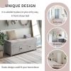 TREXM Storage Bench with 3 Shutter-shaped Doors, Shoe Bench with Removable Cushion and Hidden Storage Space (Gray Wash, OLD SKU: WF284226AAE)