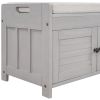 TREXM Storage Bench with 3 Shutter-shaped Doors, Shoe Bench with Removable Cushion and Hidden Storage Space (Gray Wash, OLD SKU: WF284226AAE)