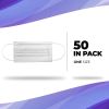 Disposable Face Protectors. Pack of 50 White Face Masks Disposable Protectors; 3-ply Adult Masks with Nose Bar. Face Guards with Adjustable Earloop fo