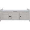 TREXM Storage Bench with 3 Shutter-shaped Doors, Shoe Bench with Removable Cushion and Hidden Storage Space (Gray Wash, OLD SKU: WF284226AAE)