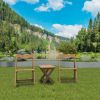 HIPS Material Outdoor Bistro Set Foldable Small Table and Chair Set with 2 Chairs and Rectangular Table, Teak