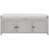 TREXM Storage Bench with 3 Shutter-shaped Doors, Shoe Bench with Removable Cushion and Hidden Storage Space (Gray Wash, OLD SKU: WF284226AAE)