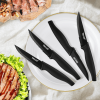 Hecef Black Oxide Steak Knife Set of 8, Ultra-Sharp High Carbon Stainless Steel Serrated Knives with PP Handle