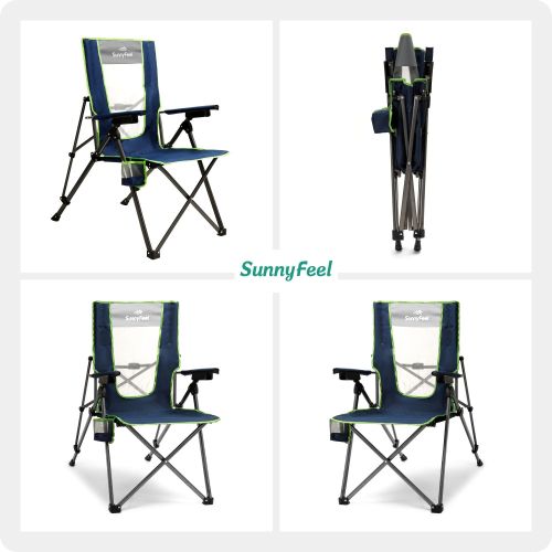 UNNYFEEL Outdoor Reclining Camping Chairs Adjustable 3 Position Foldable Heavy Duty Adults 300 LBS Capacity For Adults Lounge With Cup Holder UNNYFEEL Outdoor Reclining Camping Chairs Adjustable 3 Position Foldable Heavy Duty Adults 300 LBS Capacity For Adults Lounge With Cup Holder