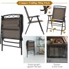 Garden Furniture Outdoor Patio Bistro 3 Pieces Set of Round Table and Folding Chairs