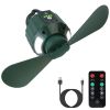Portable Camping Ceiling LED Fan 10400mAh USB Battery Powered Hanging Tent Lantern Fan Power Bank with 3 Fan Speed 3 Light Brightness Smart Timer Remo